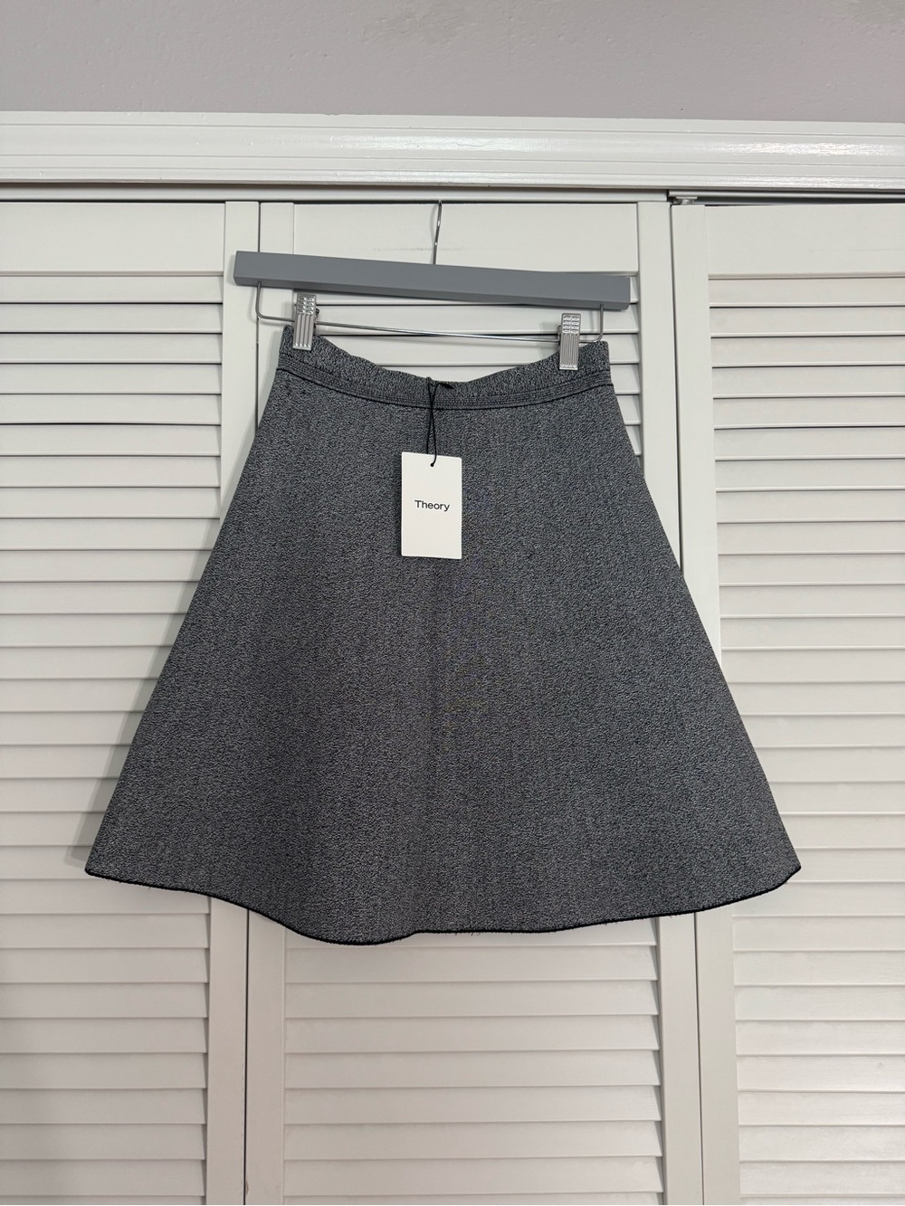 Theory Gray Marl Flare Skirt A-Line Skirt Work Wear Minimalist Sz S NWT